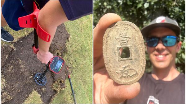 un barbat cu un detector de metale a facut o descoperire de senzatie pe un fost loc de campare din timpul goanei dupa aur