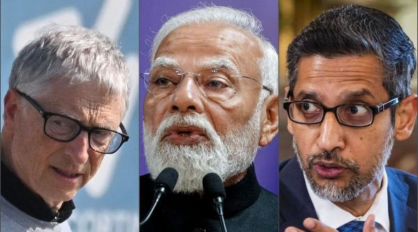 bill gates si seful google participa la summit ul ai din india alaturi de numerosi lideri din ue sunt paziti de 10 000 de agenti