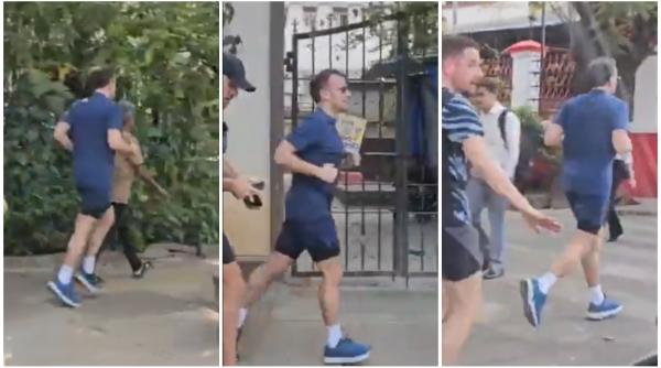 imagini virale cu emmanuel macron alergand pe strazile din mumbai