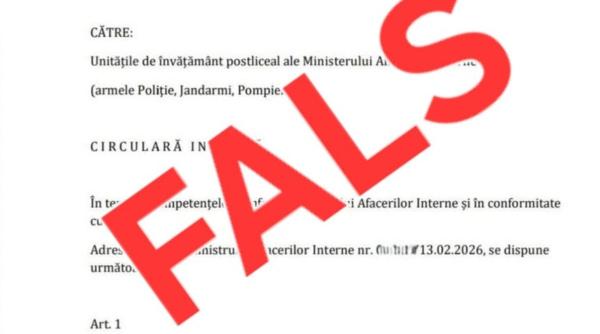 MAI atrage atenția asupra unui fake-news: „Au apărut documente despre modificarea duratei studiilor la școlile de poliție”
