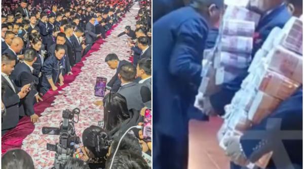 Șeful unei companii din China și-a premiat angajații cu 26 de milioane de dolari. Imagini virale cu oamenii cărând teancurile de bani