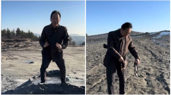 pantoful meu a fost inghitit de noroi imagini virale cu ambasadorul japoniei la vulcanii noroiosi