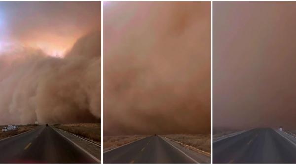 furtuna de nisip in china aerul a devenit aproape irespirabil in xinjiang iar soferii au fost nevoiti sa traga pe dreapta masinile