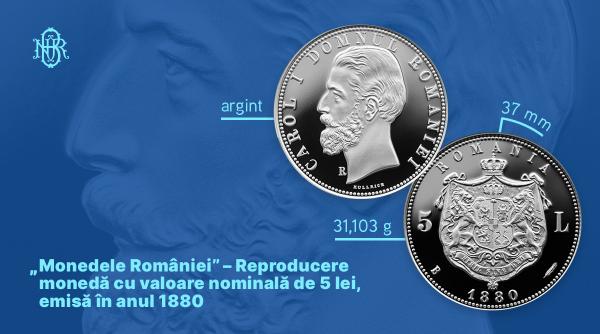 BNR a lansat o „comoară” numismatică: o reproducere din argint a monedei de 5 lei emisă în timpul lui Carol I: „E o creație memorabilă”
