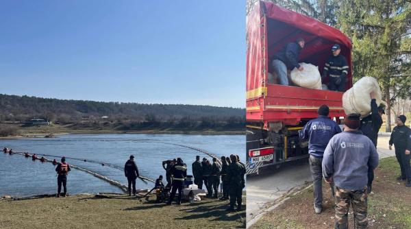 România a trimis oameni și un nou transport de materiale în Republica Moldova, pentru a opri poluarea cu petrol de pe Nistru