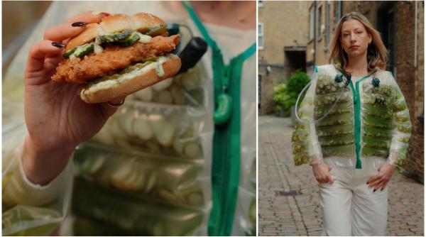 KFC a creat geaca umplută cu saramură și castraveți murați, ca să anunțe un nou produs în meniu
