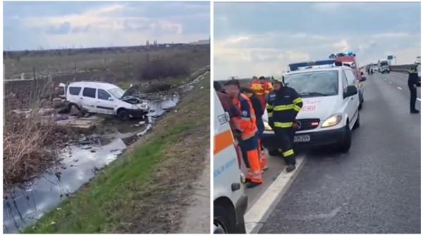 accident socant pe autostrada soarelui un om a murit si alti cinci sunt raniti dupa ce o masina s a rasturnat in afara soselei