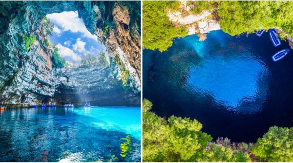 pestera melissani un paradis turcoaz in kefalonia adaposteste un lac sarat subteran scaldat de lumina prin tavanul prabusit