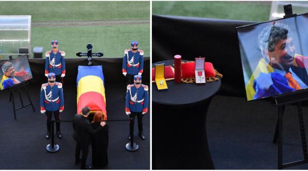 Imagini emoționante de la Arena Națională. Altar de flori în memoria lui Mircea Lucescu. Oamenii îi pot aduce joi un ultim omagiu