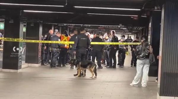 atac cu maceta in cea mai aglomerata statie de metrou din new york 3 persoane au fost ranite suspectul impuscat mortal de politisti