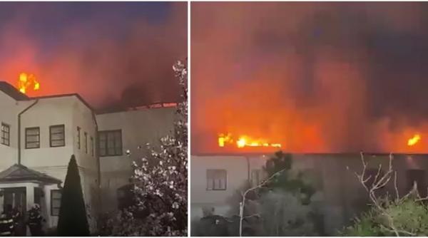 incendiu la manastirea bistrita din valcea inauntru sunt butelii de gpl si e pericol de explozie