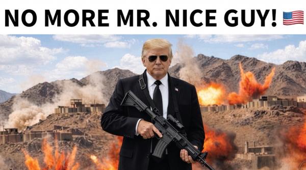 Trump publică o imagine în care ține o pușcă de asalt și o nouă amenințare la adresa Iranului: „Gata cu Mr. Nice Guy!”