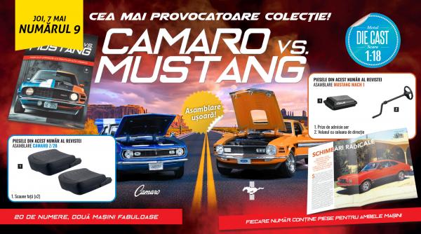 Istoria “Camaro vs. Mustang” continuă în nr. 9 al colecției, cu piese noi pentru machete.  De joi, la chioșcuri