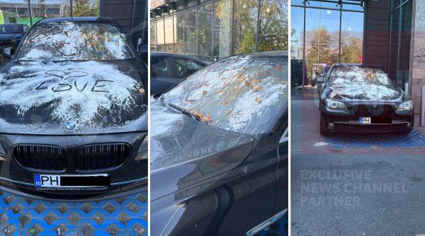 un sofer din prahova care si a lasat bmw ul in parcarea unui supermarket din bucuresti a fost taxat cu oua faina si love