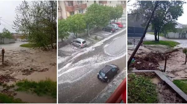 Imagini cu inundaţiile provocate de furtunile, însoţite de grindină, în unele judeţe. În Buzău a fost cod portocaliu de ploi torenţiale