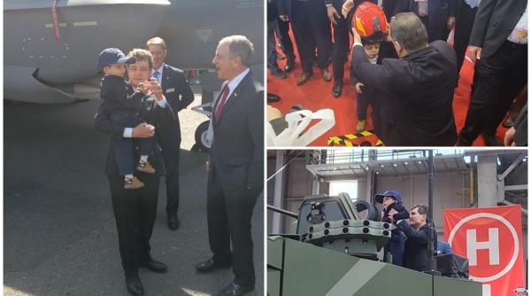nicusor dan a venit cu baiatul lui la expozitia internationala de tehnologii militare bsda 2026 imagini cu presedintele intr un f 35