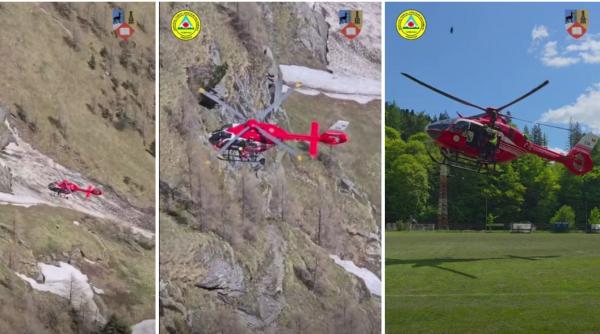 un turist bulgar a cazut intr o prapastie pe valea caraimanului dupa ce a alunecat pe zapada a fost preluat cu elicopterul