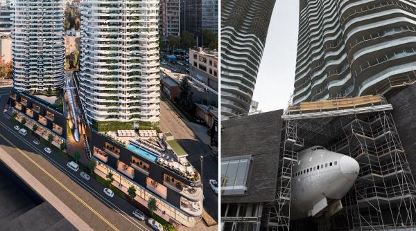 americanii construiesc doua turnuri zgarie nori cu un avion boeing 747 suspendat intre ele cum arata acum cartierul aero1200
