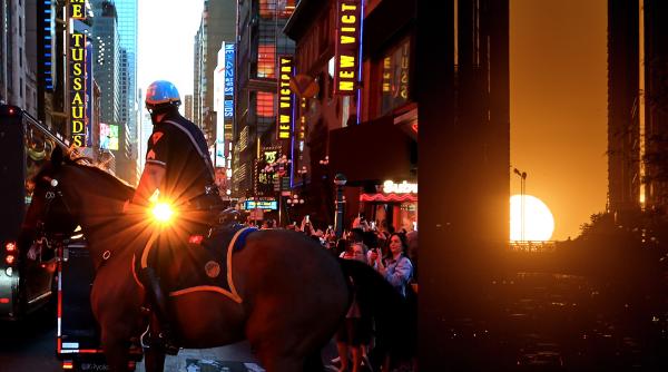 primul manhattanhenge din 2026 a colorat cu portocaliu new york ul cand mai poate fi vazut apusul de soare unic in lume anul acesta