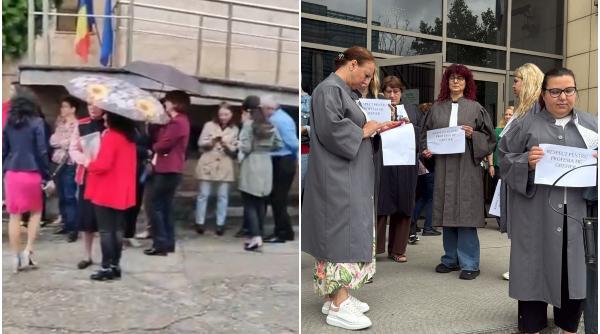 val de proteste fata de noua lege a salarizarii medicii si profesorii ies in strada grefierii isi suspenda activitatea