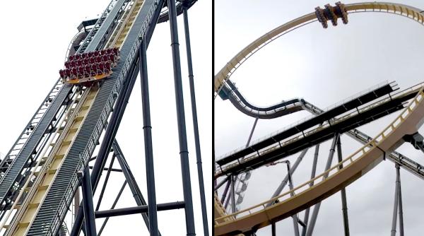 six flags anunta ca se deschide cel mai inalt rapid si lung montagne russe din lume e primul roller coaster de tip giga dive