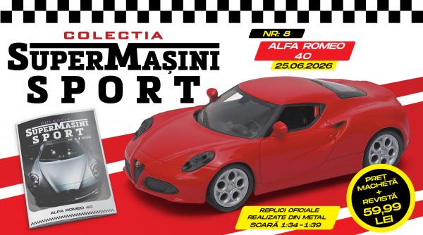 colectia supermasini sport revine in italia in numarul 8 fiind protagonist modelul alfa romeo 4c