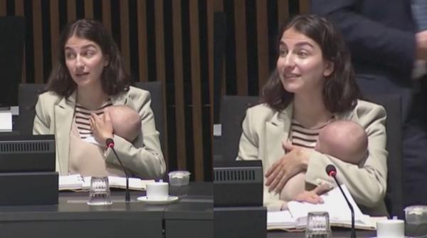 ministra mediului din suedia a luat cuvantul cu bebelusul de trei luni in brate la o sedinta a ue de la luxemburg nu vreau sa aleg