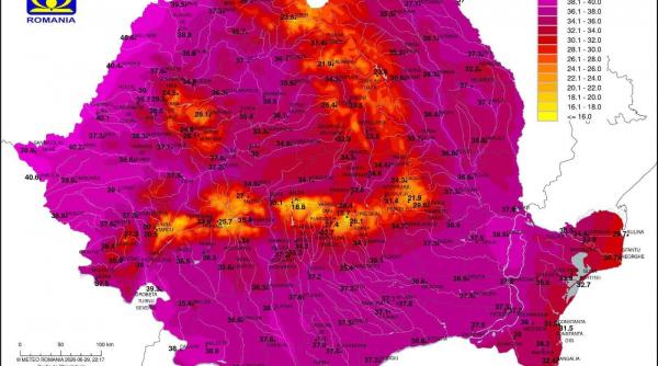 128 de recorduri de temperatura inregistrate intr o singura zi de codul rosu de canicula in romania harta anm