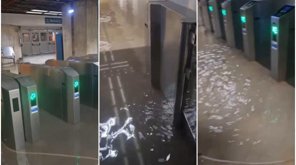 Staţia de metrou Piaţa Victoriei 2 este închisă temporar. A fost inundată după ploile abundente. Anunțul Metrorex
