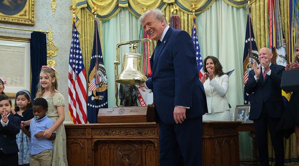 trump a sunat clopotelul bursei de valori din new york pentru a marca prima zi de tranzactionare a conturilor trump