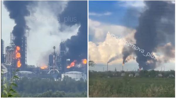 ucraina a bombardat si incendiat cea mai mare rafinarie din rusia aflata la 2 500 de frontiera ruso ucraineana