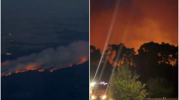 incendiu violent de o amploare exceptionala in padurea fontainebleau langa paris doua bombardiere cu apa intervin in zona