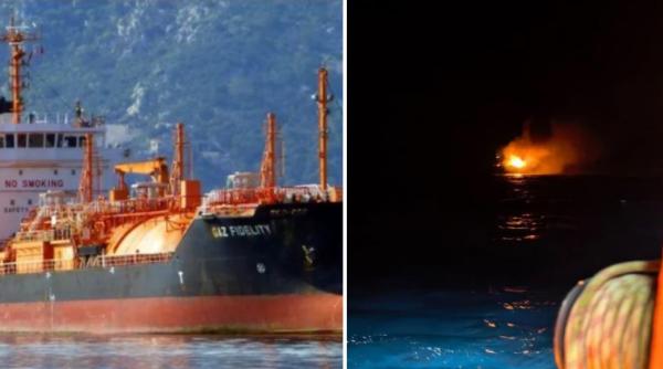 nava incarcata cu gpl lovita in marea neagra inca arde la 24 de ore de la atac nu exista risc pentru populatie sau turisti