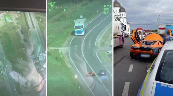 un sofer de lamborghini a fost filmat din elicopterul mai in timp ce a facut trei depasiri pe linia continua in cluj