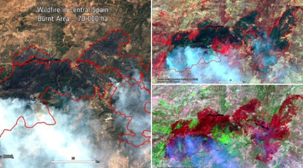 cum se vad din satelit incendiile devastatoare din franta si spania suprafata arsa din jurul madridului e mai mare decat a capitalei