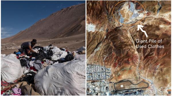 În mijlocul deșertului cel mai arid de pe Pământ se ridică o movilă gigantică de haine abandonate, vizibilă din cosmos.