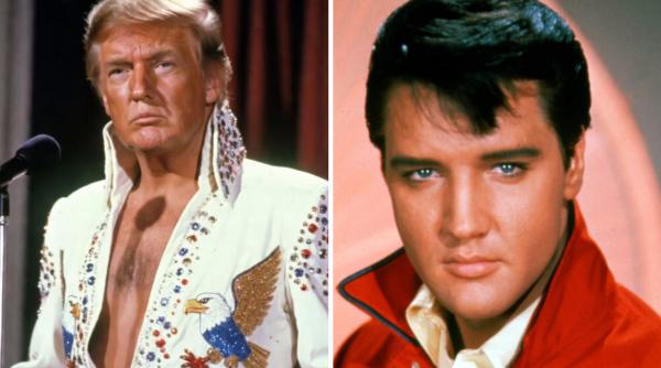 trump regele rock and roll ului presedintele american publica o imagine generata cu ai si ii infurie pe fanii lui elvis presley