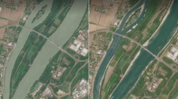 imagini din satelit cu dunarea secata fluviul atinge joi un nou minim istoric la intrarea in romania ce arata prognoza pe august