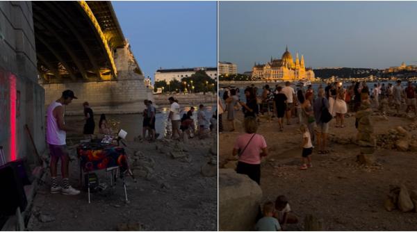 in budapesta pe albia secata a dunarii s a organizat o petrecere