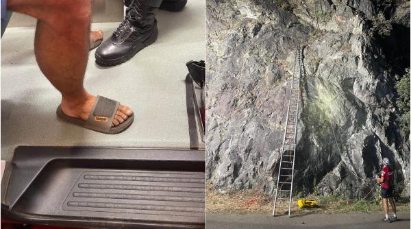 un barbat s a apucat sa escaladeze cheile rudariei din muntii banatului in papuci a sunat la salvamont ca sa fie salvat