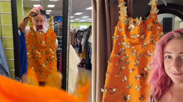 o femeie care a cumparat dintr un second hand o rochie cu ceva maruntis a ramas muta de uimire cand i a vazut mai tarziu eticheta