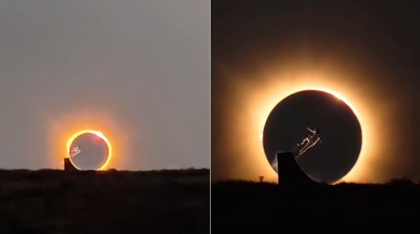 trucul vietii mele un skater olimpic a facut o saritura exact la apogeul eclipsei totale de soare imaginile sunt spectaculoase