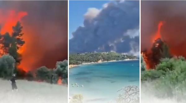 turistii din halkidiki sunt evacuati un incendiu urias a izbucnit joi