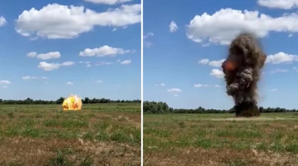 drona descoperita pe un camp din plauru a fost detonata adapostiti foc neutralizarea ei a fost filmata