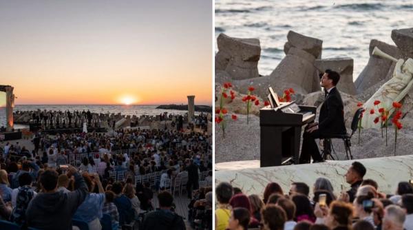 mii de oameni s au adunat sambata la malul marii pentru un spectacol emotionat corul madrigal a cantat la rasaritul soarelui