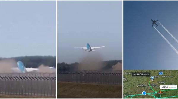 momente de cosmar pe aeroportul din munchen pilotii unui boeing 787 au depasit pista iar coada avionului a fost avariata la decolare