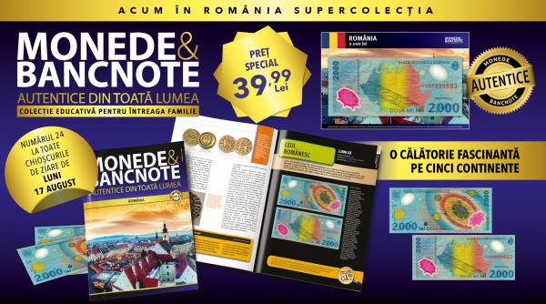 bancnota de 2000 de lei cu reprezentarea eclipsei in colectia monede si bancnote autentice din toata lumea de luni la chioscuri
