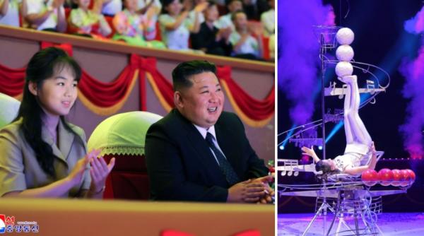 kim jong un si a dus fiica la circ de ziua eliberarii coreei de sub stapanirea japoneza imagini spectaculoase de la eveniment