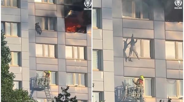 imagini virale o femeie a sarit de la etajul 11 ca sa scape dintr un incendiu pompierii au venit cu scara dar era prea scurta
