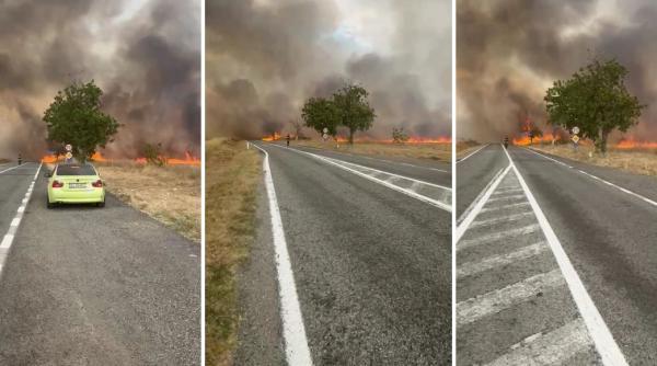 trafic oprit pe dn 67 in zona localitatii bengesti din cauza unui incendiu de vegetatie drumul leaga horezu si targu jiu